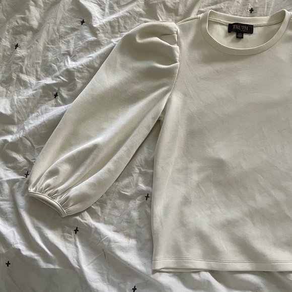 Truth by Republic | Cream puff sleeve top 3/4 sleeve modal blend blouse sz L - Picture 7 of 11
